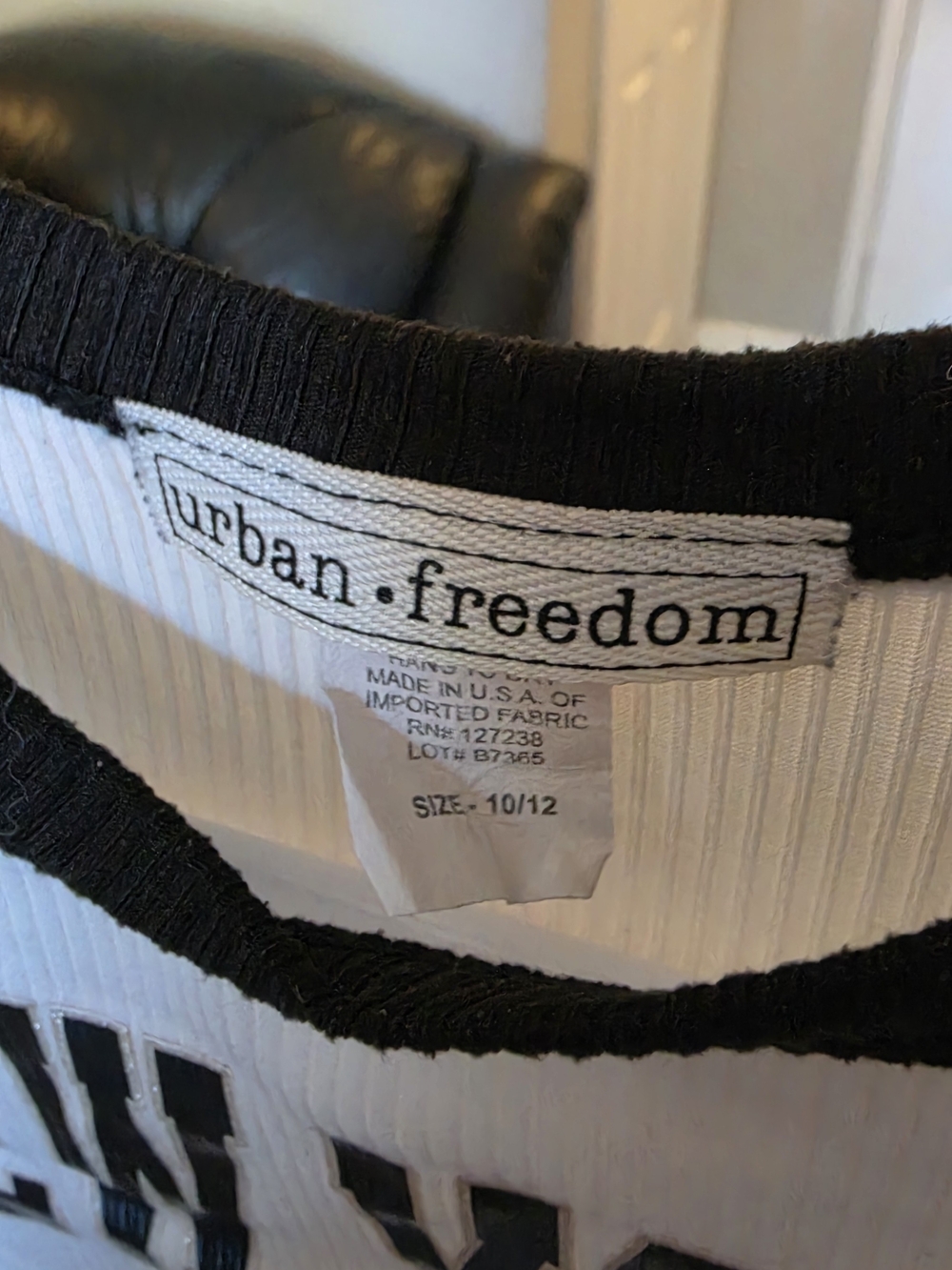 Urban Freedom Kids Short Sleeve Ribbed Tee in White with Black Trim